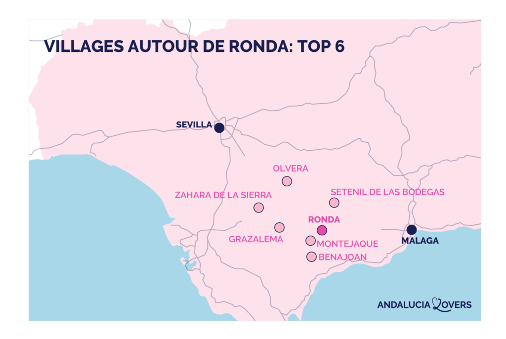 Carte des meilleurs villages autour de Ronda