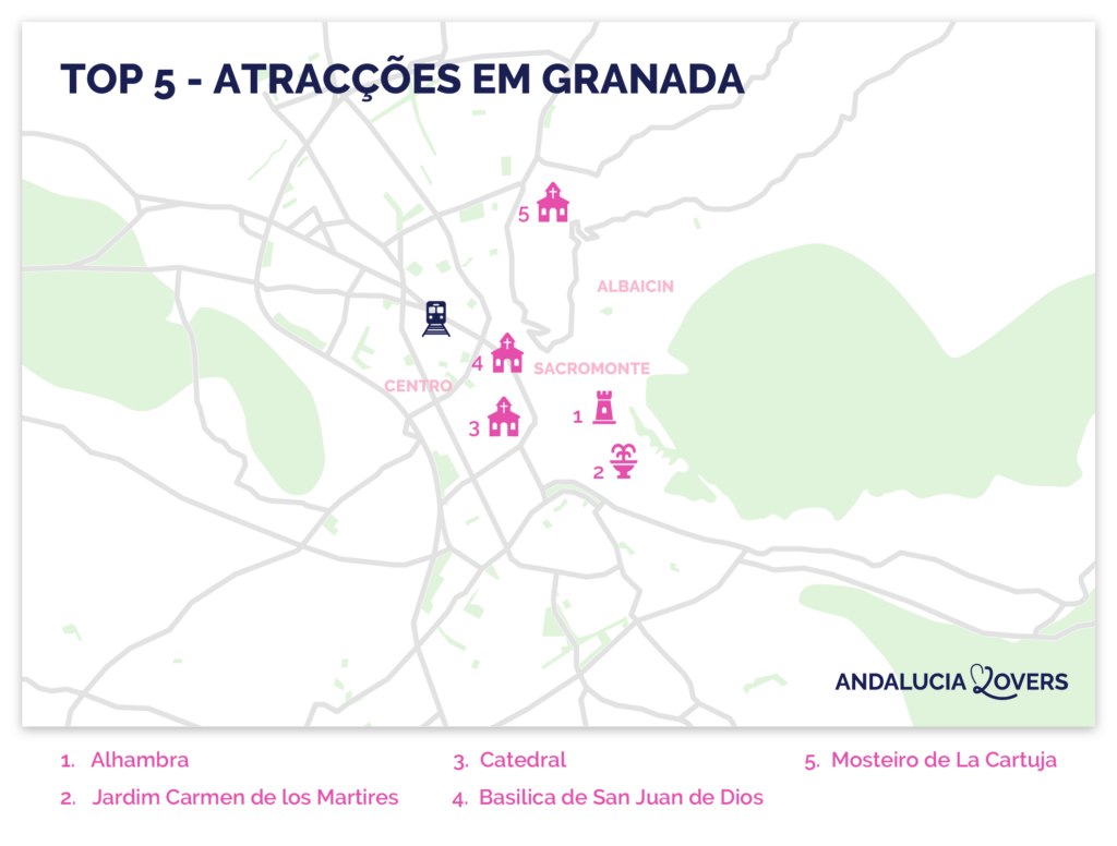 mapa de atracções de granada