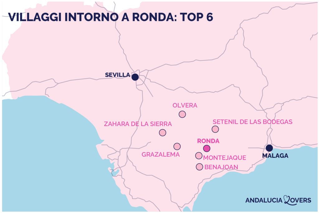 Mappa dei migliori villaggi intorno a Ronda