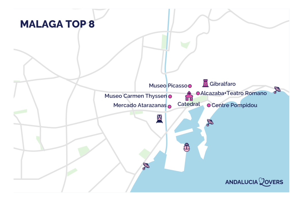 Mappa delle principali attrazioni di Malaga