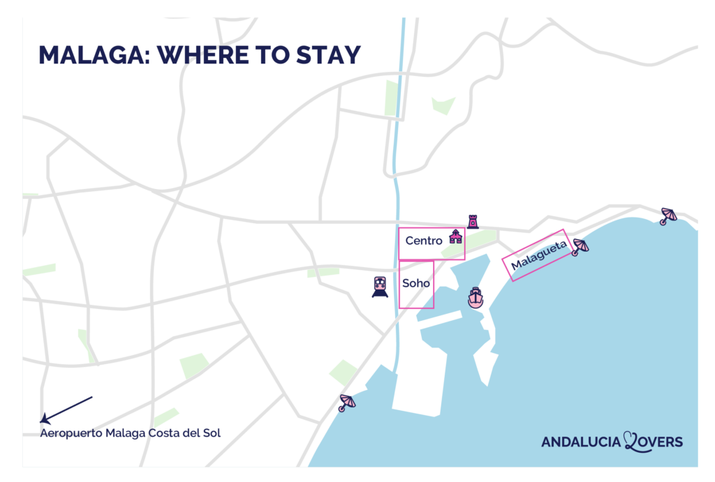 map best places to stay in malaga