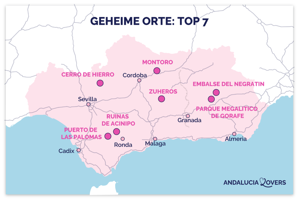 Karte der geheimen Orte in Andalusien