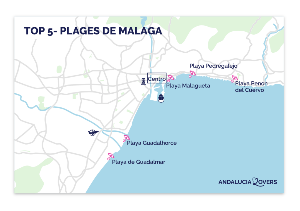 Carte des plus belles plages de Malaga