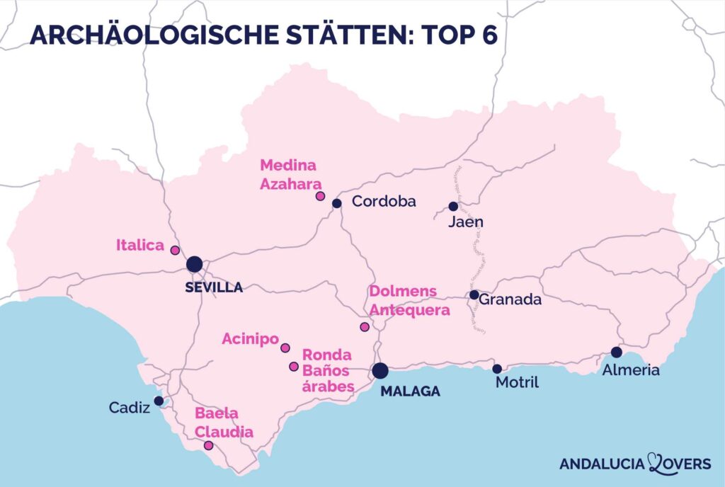 Karte archäologische Stätten Andalusien