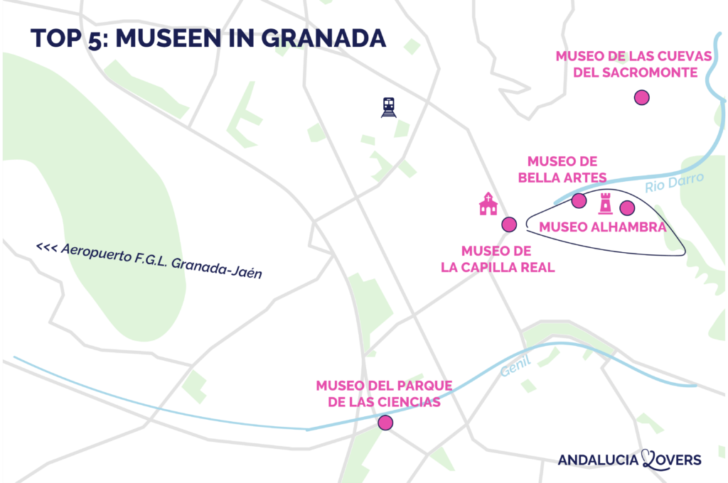 Karte der besten Museen in Granada