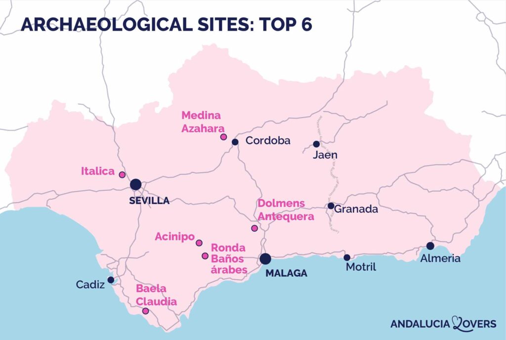 Map of archaeological sites Andalucia