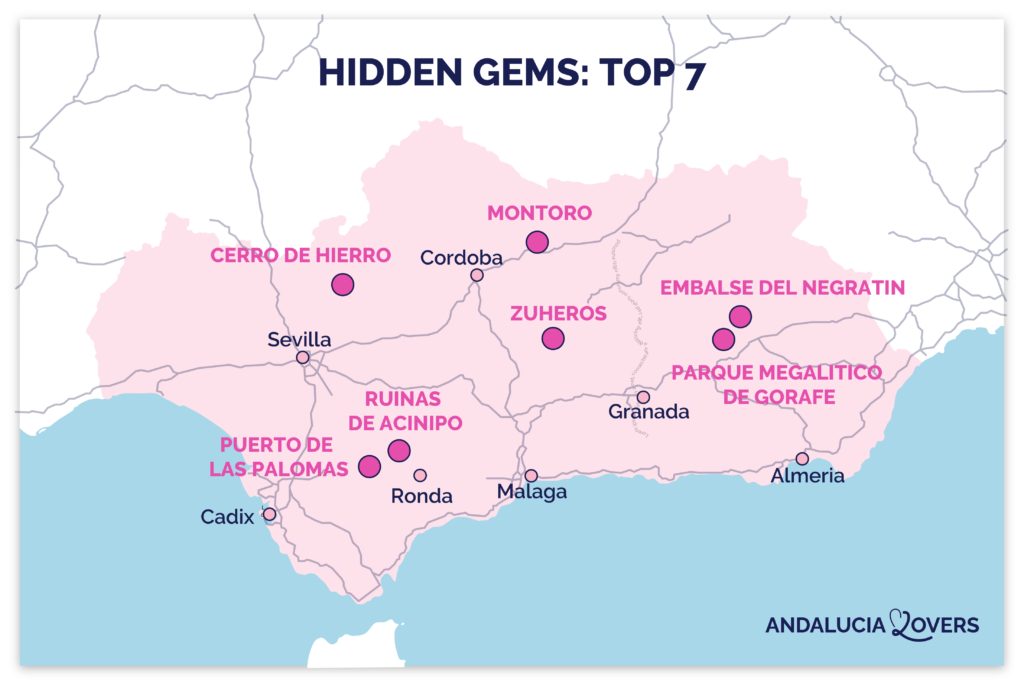 Map of secret places in Andalucia