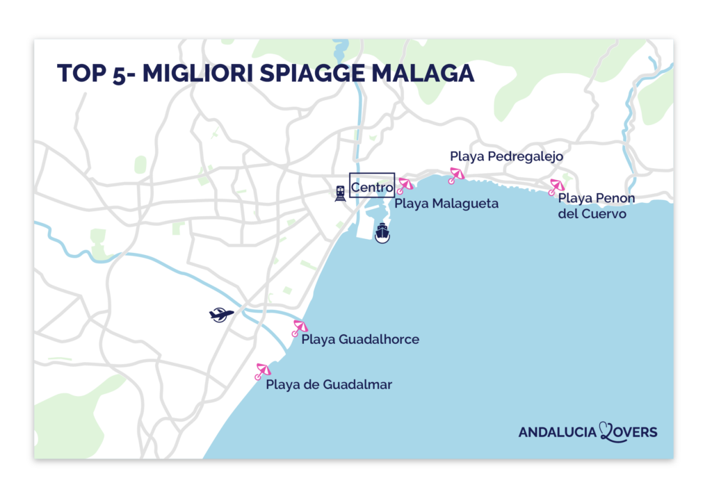 Mappa delle migliori spiagge di Malaga