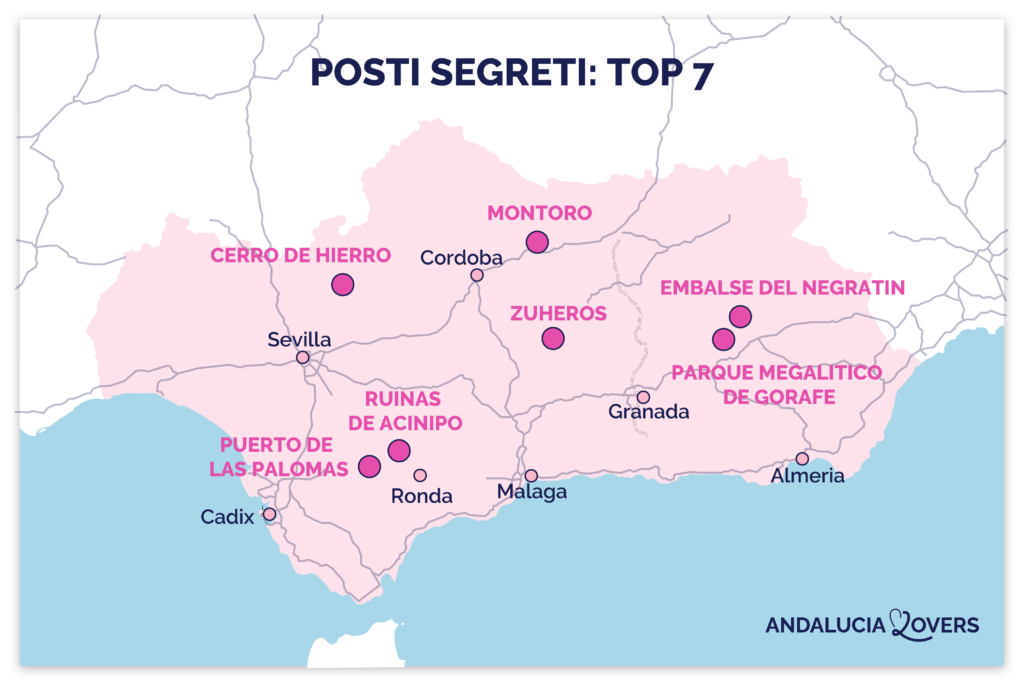 Mappa dei luoghi segreti in Andalusia
