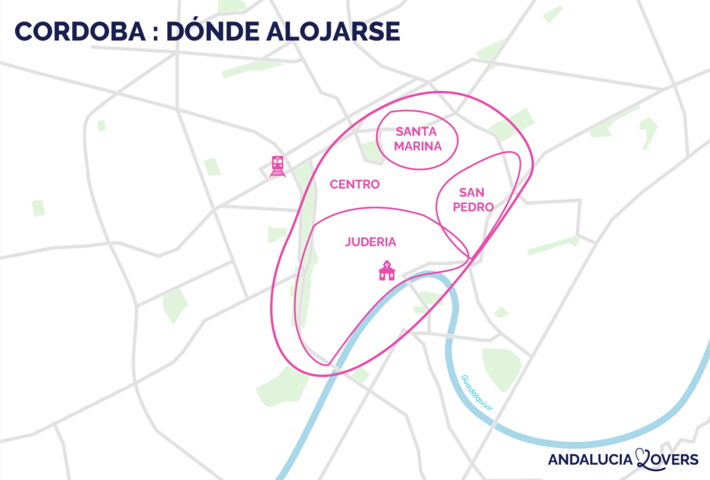 mapa mejores lugares para alojarse en córdoba