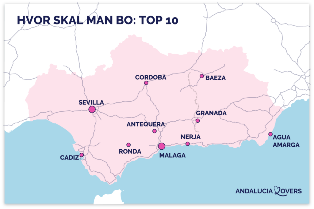 kort hvor man kan bo andalusien destinationer