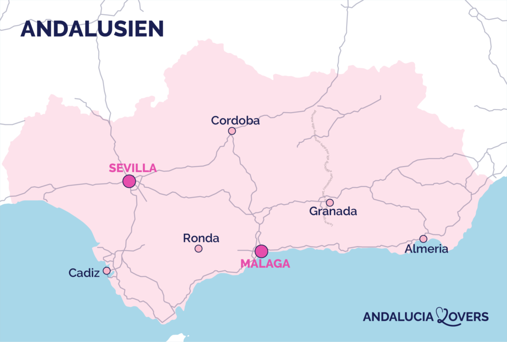 Kort over Andalusien