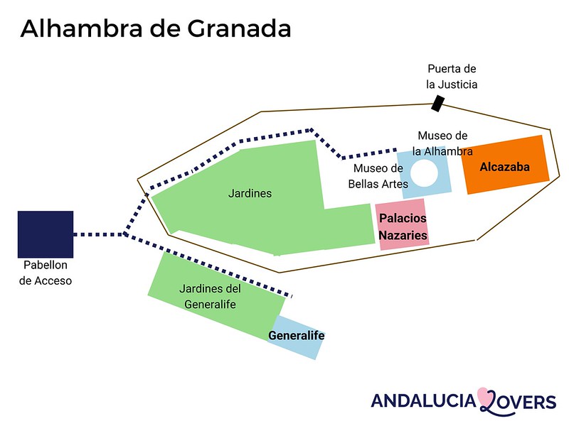 Alhambra Granada mappa semplificata