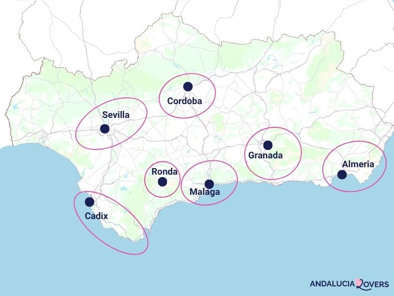 carte meilleures destinations andalousie